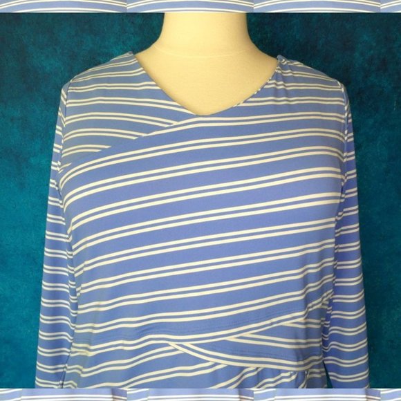 NWT Charter Club Striped Blue White Top Size 2X - Picture 3 of 9